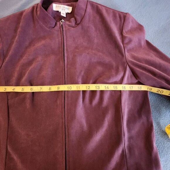Miss Dorby Women's Purple Faux Suede Lined Jacket Blazer Fill Zipper Size 10 - Picture 7 of 7